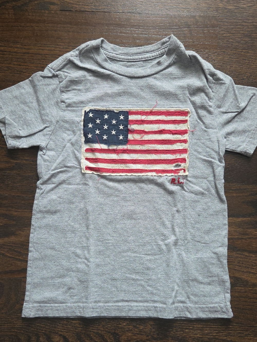 Ralph Lauren Gray Tee with Flag Patch